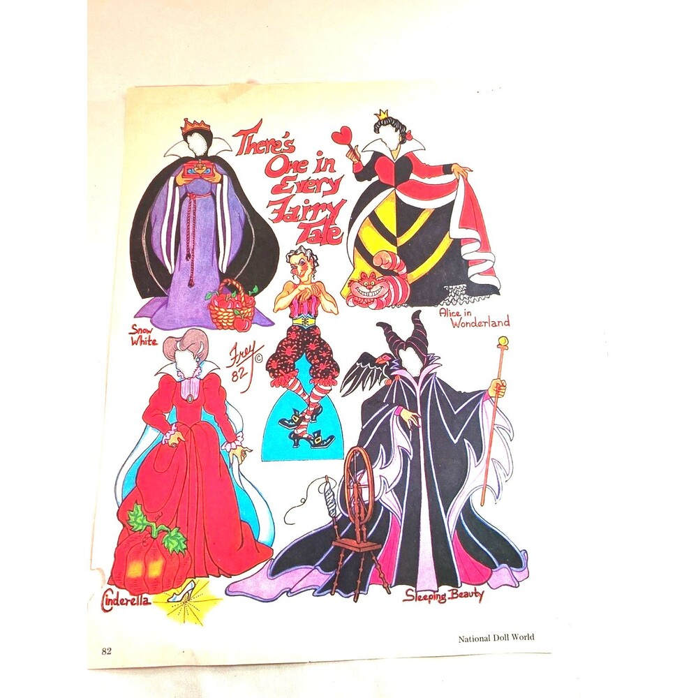 Vintage 1982 National Doll World Paper Doll Disney Villains Magazine Page